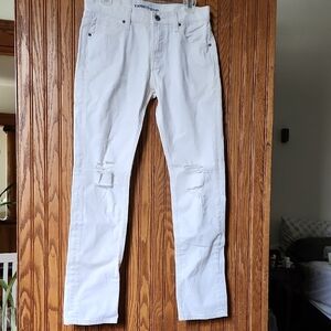 Express Men's Slim Fit Distressed White Jeans